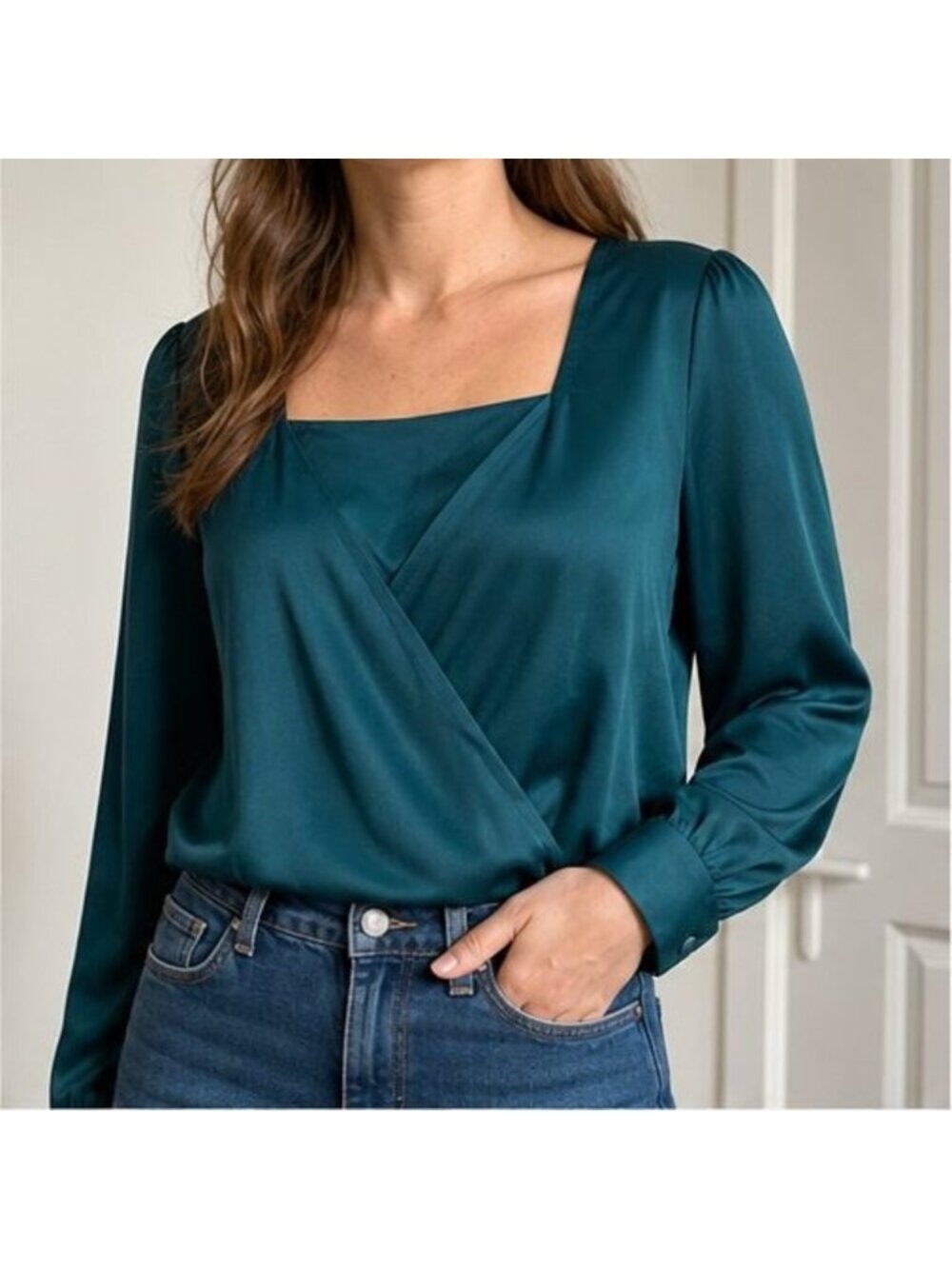 Teal Ruffle Blouse - Picture 2 of 6